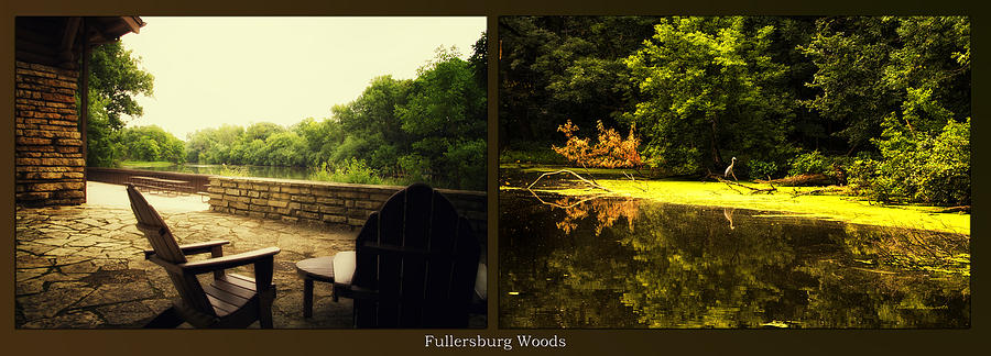 Relaxing By The River Looking For Breakfast Fullersburg Woods 2 Panel Photograph by Thomas Woolworth
