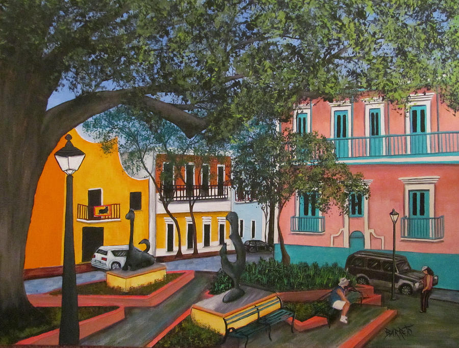 Relaxing in Old San Juan Painting by Gloria E Barreto-Rodriguez