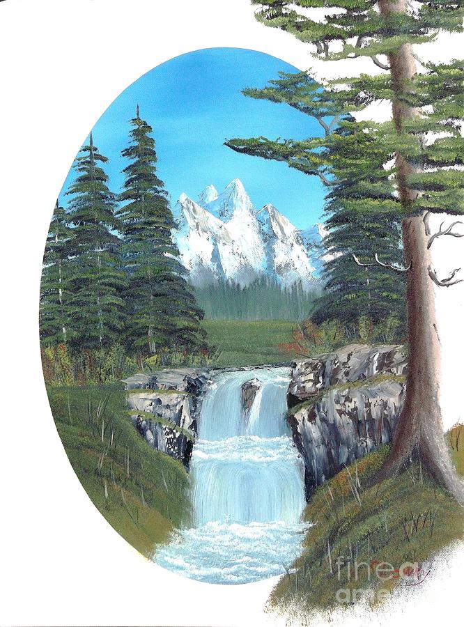 Mountain Painting - Relaxing Mountain Waterfall by Chet Lowry