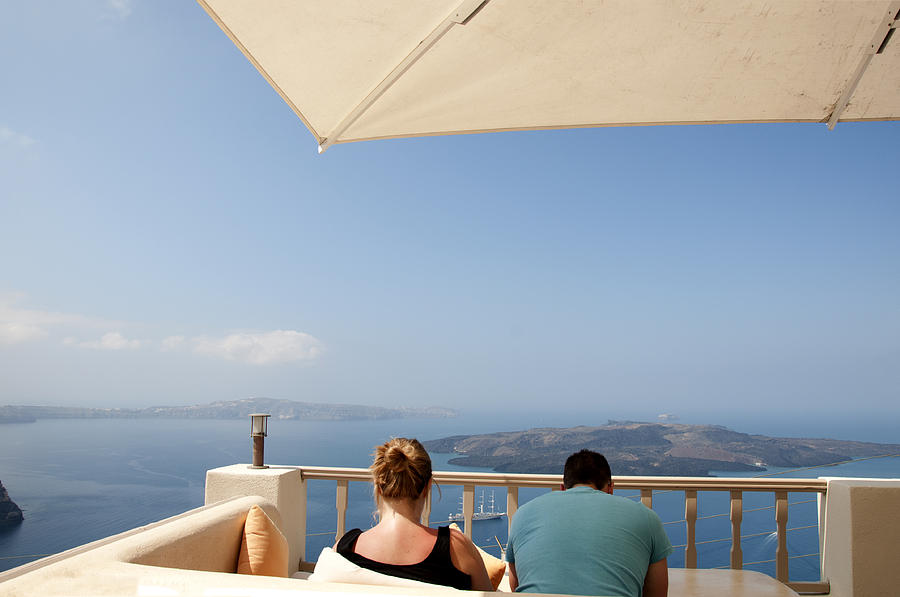 Relaxing Santorini Photograph by Brenda Kean