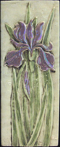 Iris Relief - Relief carved ceramic Iris by Shannon Gresham