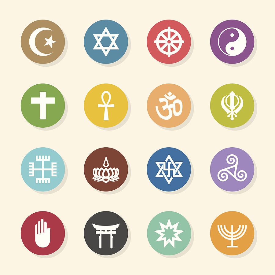 Religion Icons - Color Circle Series Drawing by Rakdee