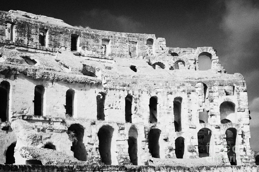 Architecture Photograph - Remains Of Upper Tiers Looking Up From The Arena Floor Of The Old Roman Colloseum At El Jem Tunisia by Joe Fox