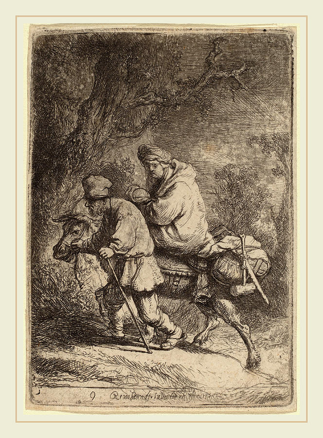 Rembrandt Van Rijn Dutch 1606 1669 The Flight Into Egypt Drawing By