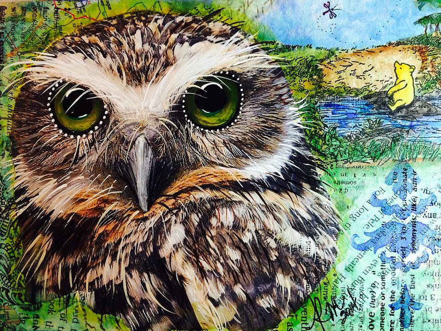 Owl Painting - Remember Friends by Kitty Miller