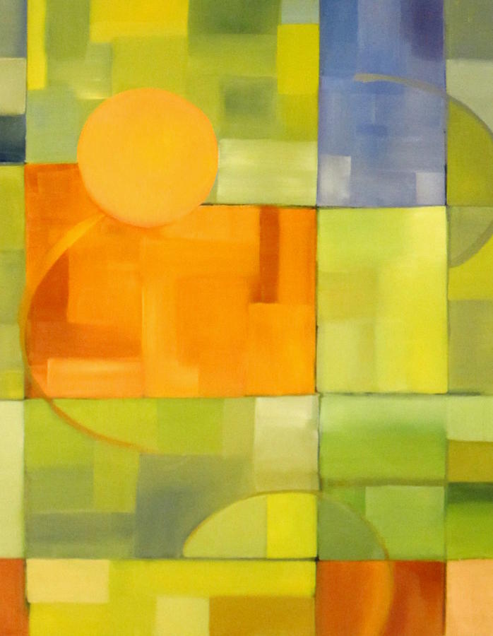 Abstract Painting - Remember the Moon Series Yellow Green by Patricia Cleasby
