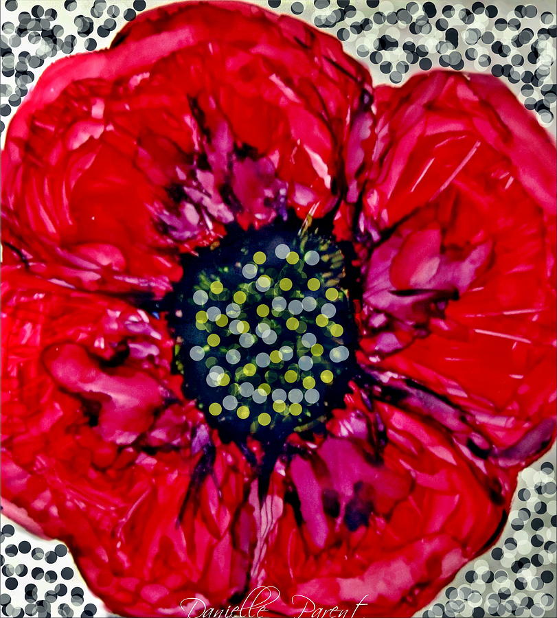Poppy Painting - Remembering The Fallen Alcohol Inks by Danielle  Parent