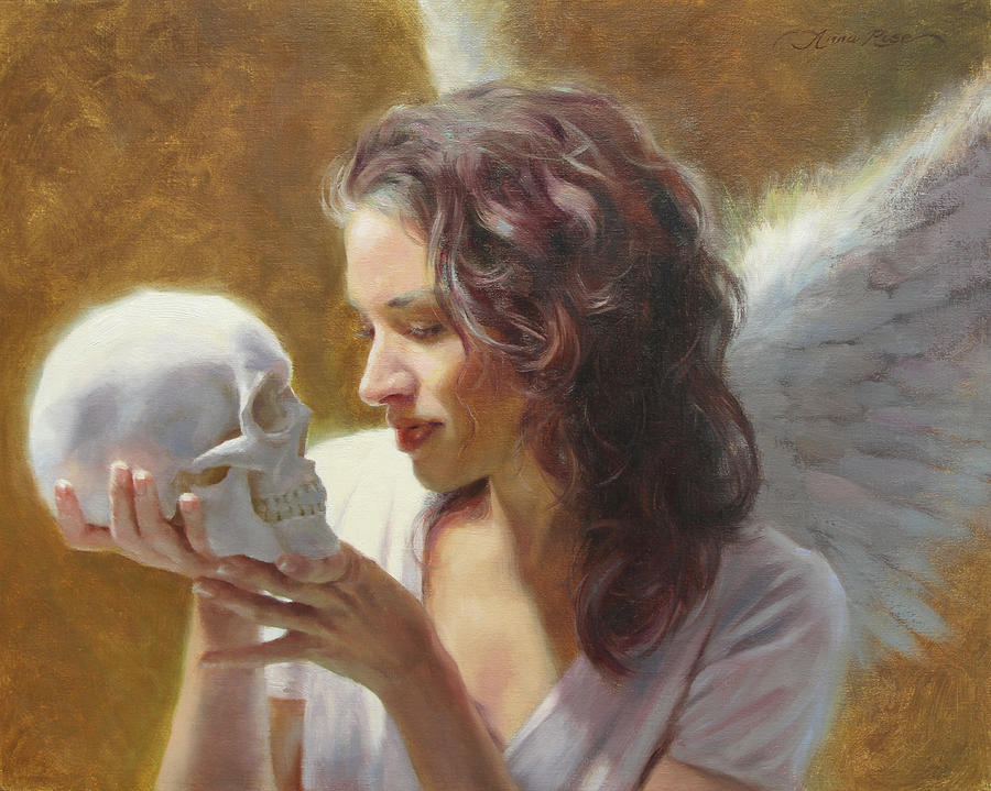 Skull Painting - Remembrance by Anna Rose Bain