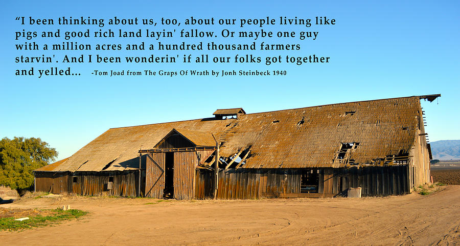 Remnants Of The Grapes Of Wrath John Steinbeck Quote Digital Art by Barbara Snyder