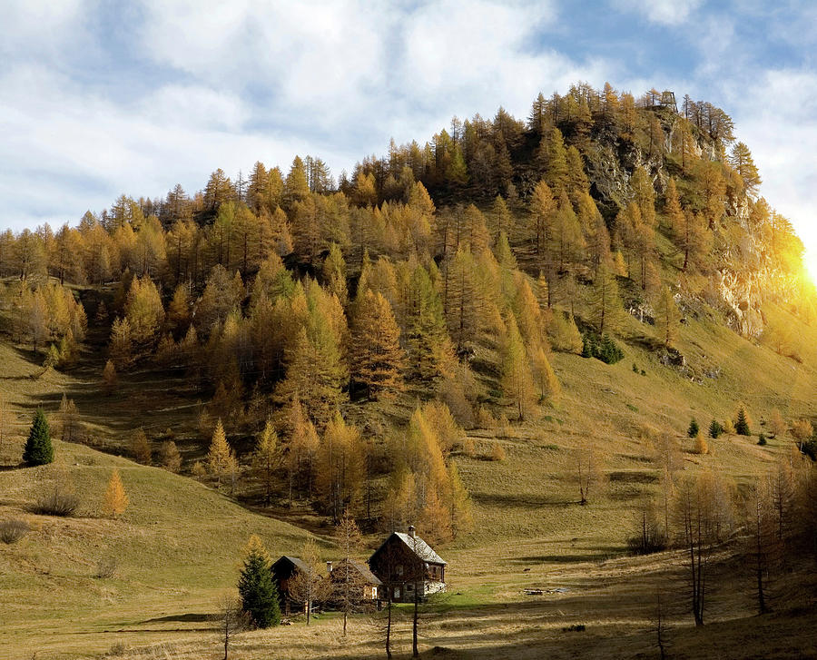 Remote Farmhouse In Valley Of Alp Photograph by Walter Zerla