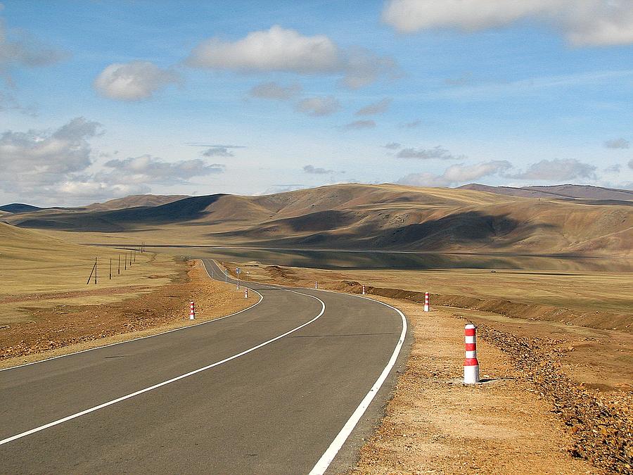 Remote Highway Mongolia Photograph by Diane Height