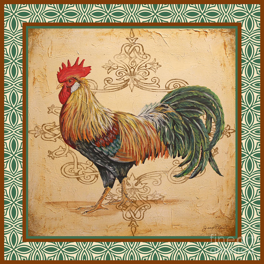 Renaissance Rooster-A-GREEN Painting by Jean Plout