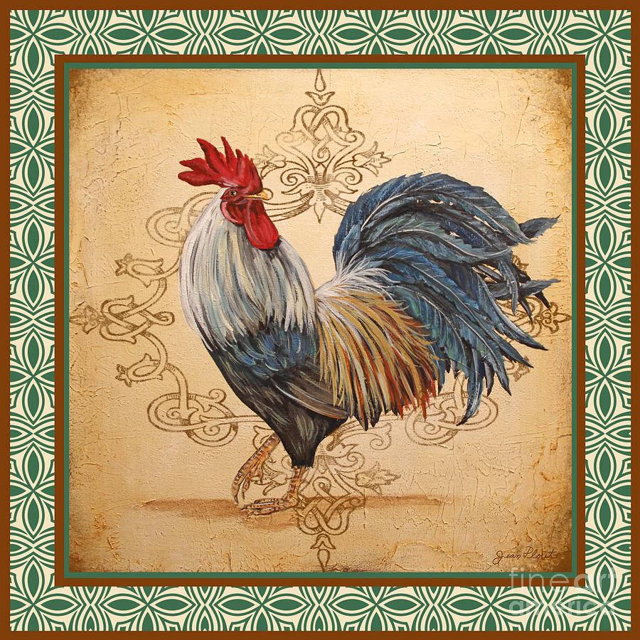 Renaissance Rooster-C-GREEN Painting by Jean Plout