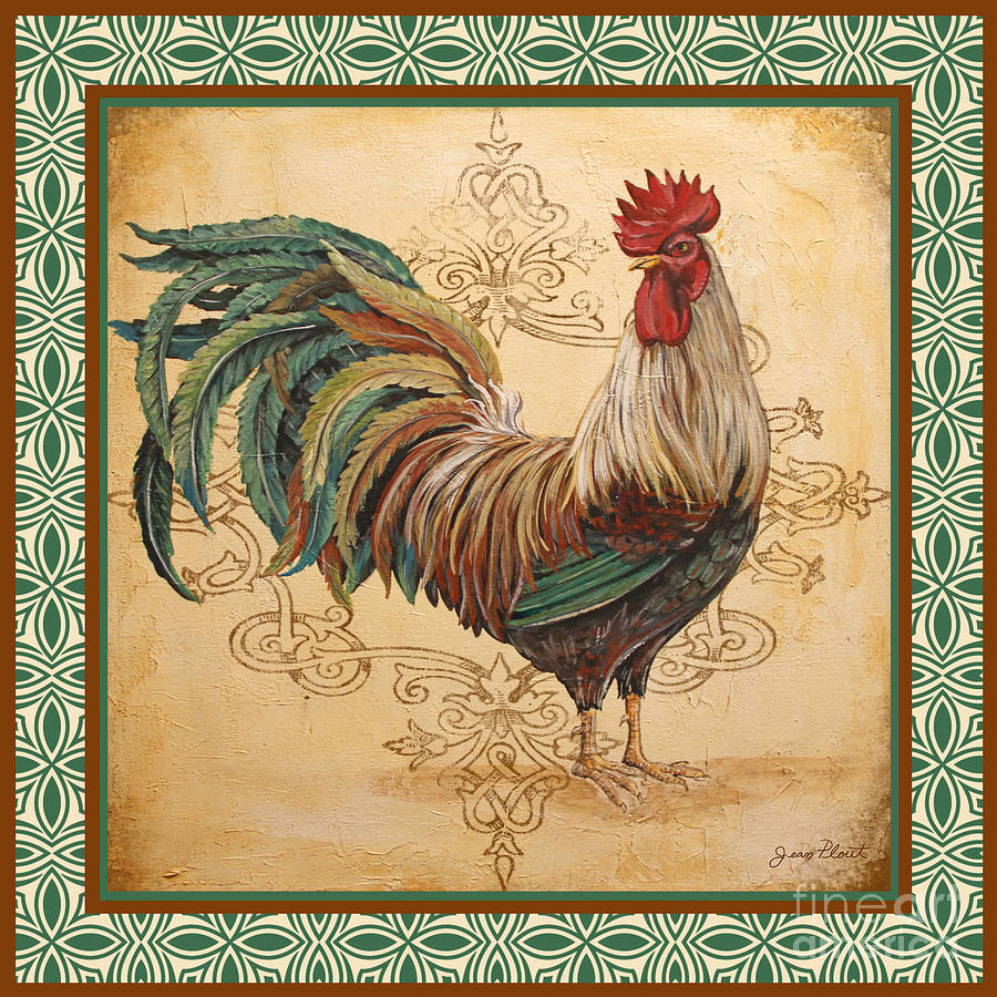 Renaissance Rooster-D-GREEN Painting by Jean Plout