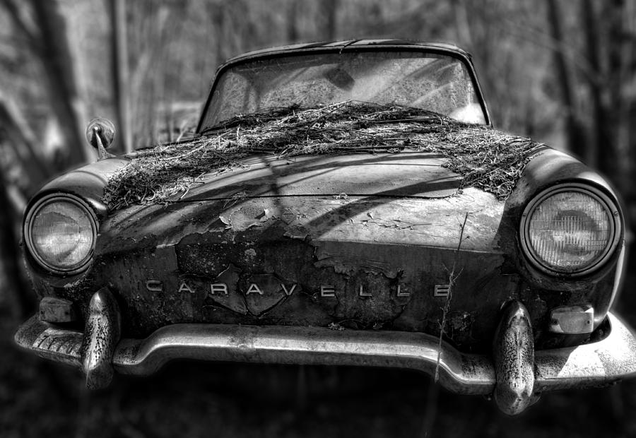 Old Car Photograph - Renault Caravelle in Black and White by Greg and Chrystal Mimbs