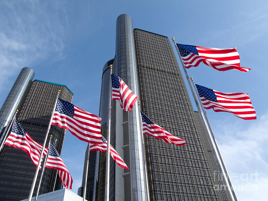 RenCen and Flags Photograph by Ann Horn