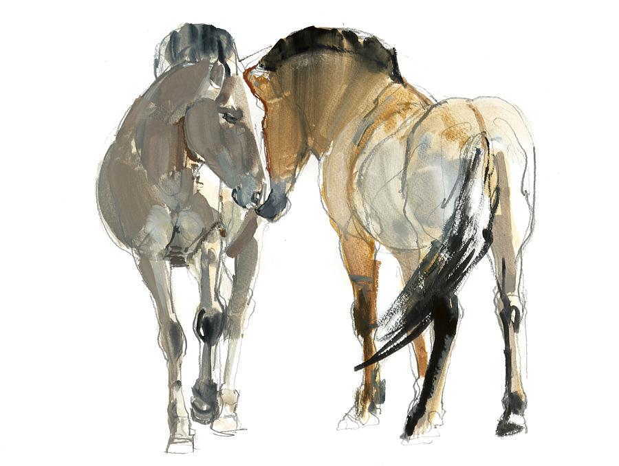 Horse Photograph - Rencontre Przewalski, 2013, Watercolour And Pigment On Paper by Mark Adlington