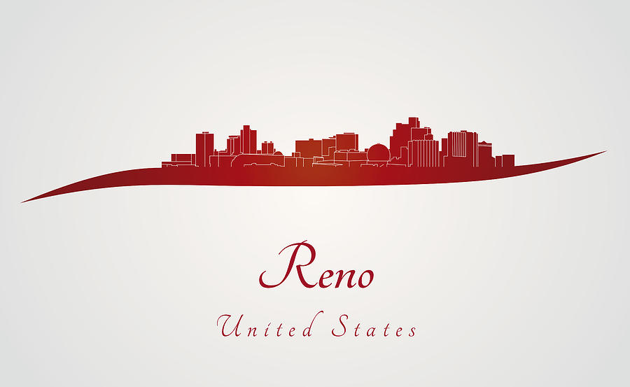 Reno skyline in red Digital Art by Pablo Romero