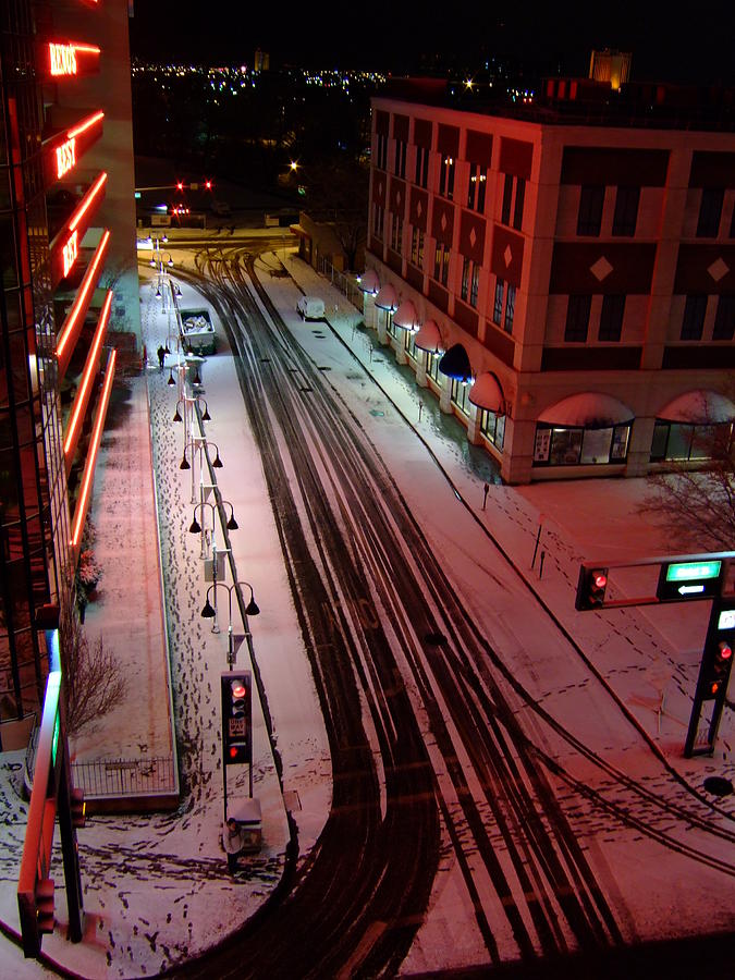 Reno Street Covered In Snow Photograph by Marc Crumpler