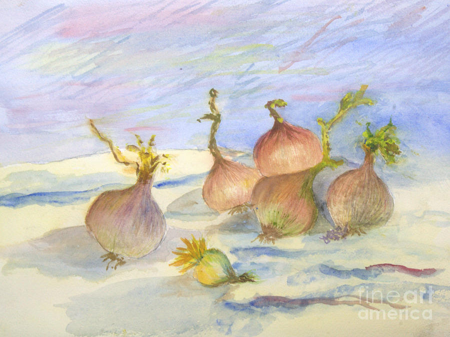 Renoirs onions in watercolor Painting by Donna Walsh