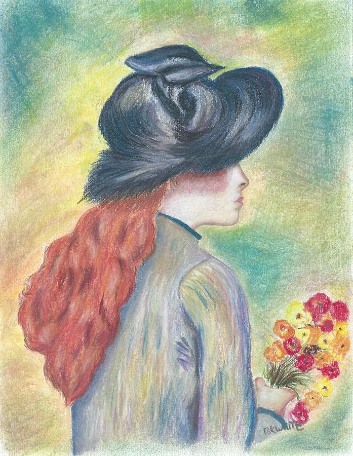 Renoirs Painting of Girl Holding a Bouquet in Pastels Painting by Brian White