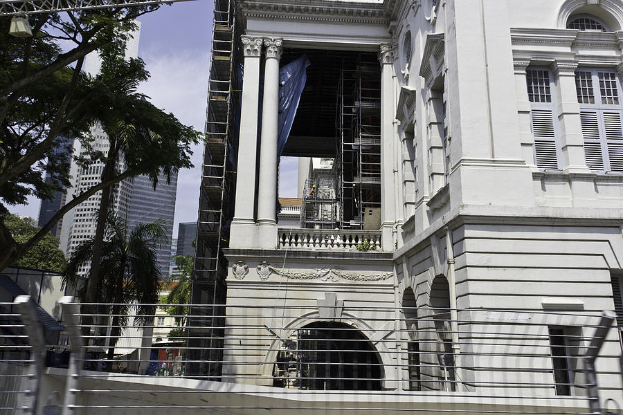 Repair work ongoing in the Victoria Theatre and Memorial Hall in Singapore Photograph by Ashish Agarwal