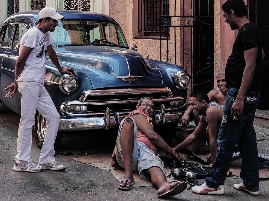 Cuba Photograph - Repairing A Car by Andreas Bauer