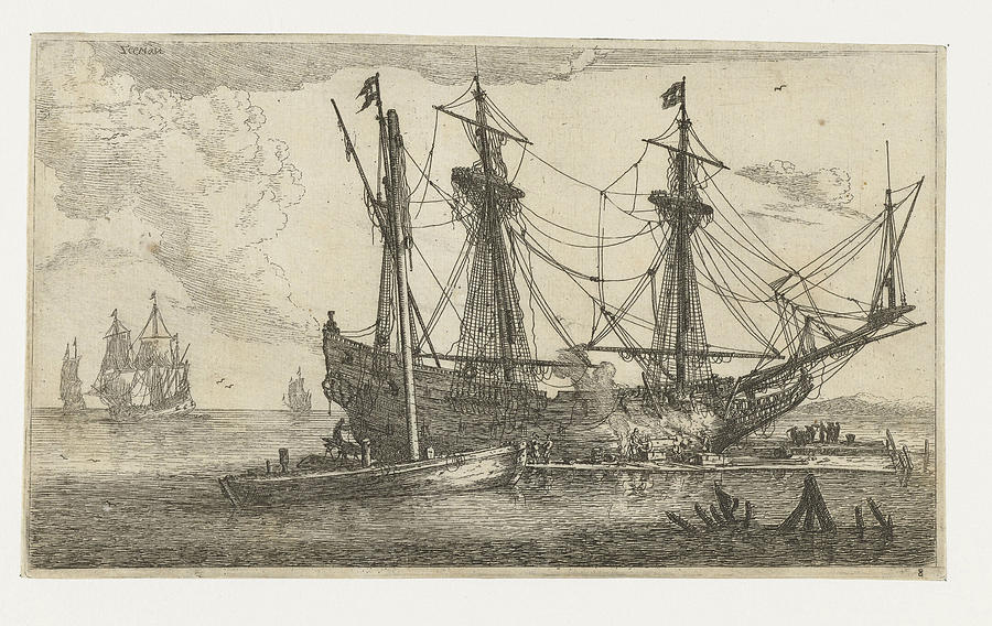 Repairs To The Hull Of A Ship Drawing by Litz Collection - Fine Art America