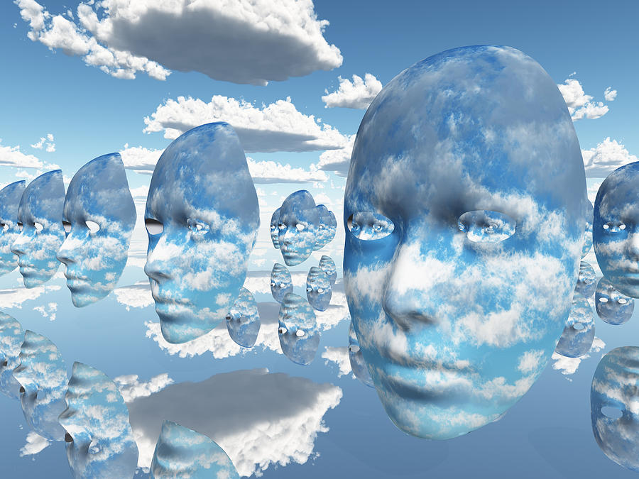 Repeating faces of clouds Digital Art by Bruce Rolff
