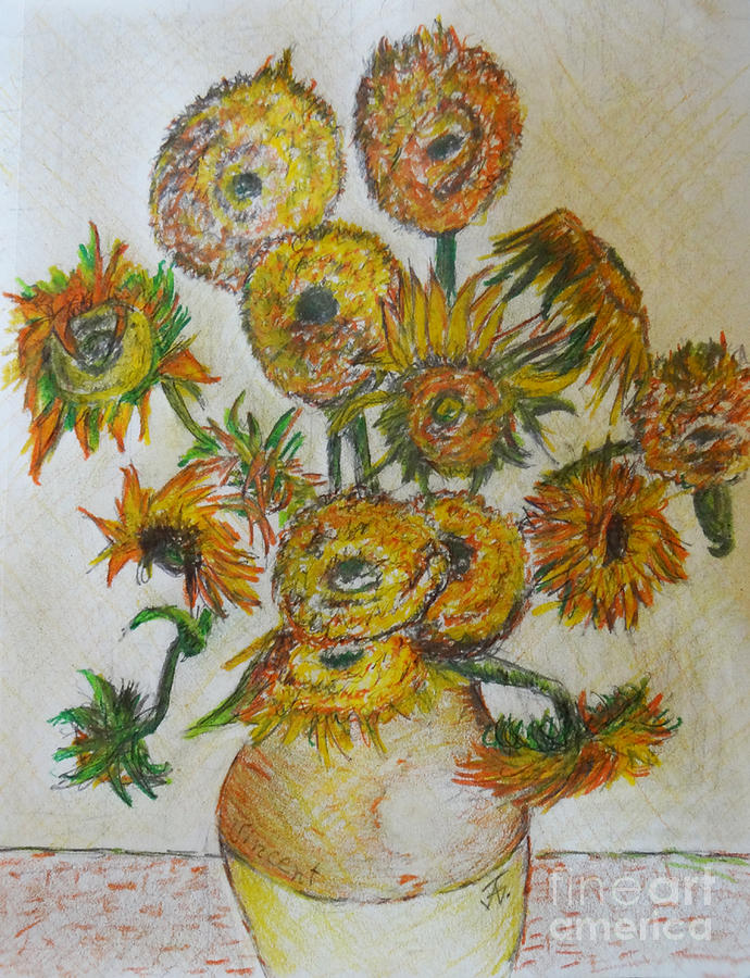 Replica Of Van Goghs Sunflowers Drawing