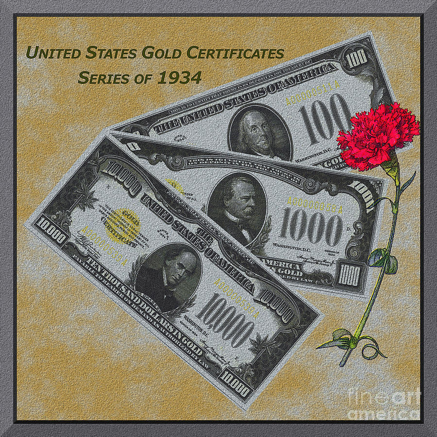 Replicas of 1934 Gold Certificates Photograph by Charles Robinson