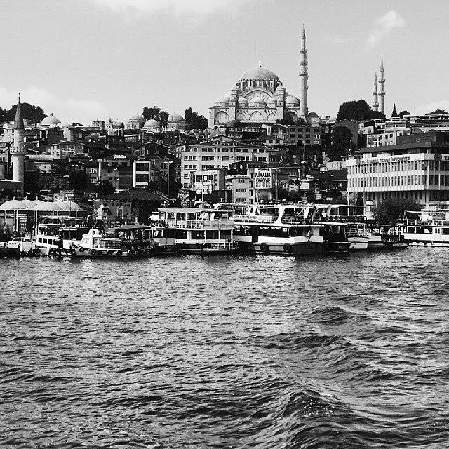 Boat Photograph - Istanbul black and white by Bilal Sen
