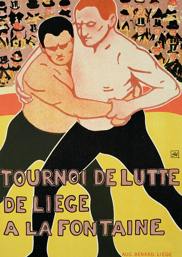Vintage Painting - Reproduction of a poster advertising a wrestling tournament by Armand Rossenfosse