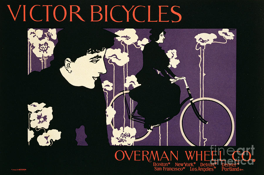 Reproduction of a poster advertising Victor Bicycles Painting by American School