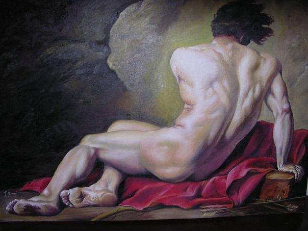 Reproduction Painting - reproduction of Jacques L. Davids Male Nude Known as Patroclus by Arion Megid Khedhiry