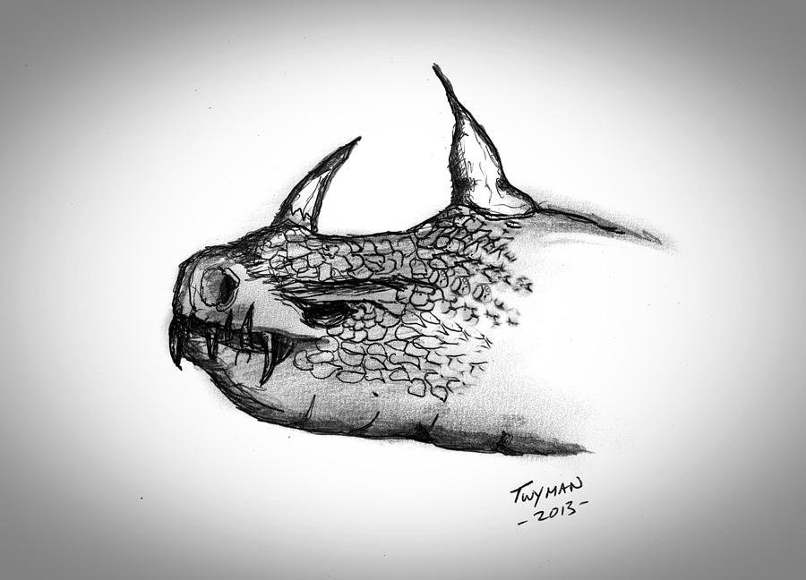 Reptile Beast Drawing by Dan Twyman