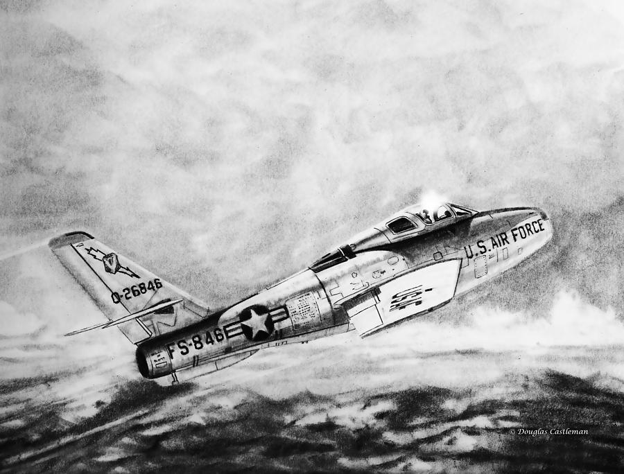 Republic F-84F Drawing by Douglas Castleman