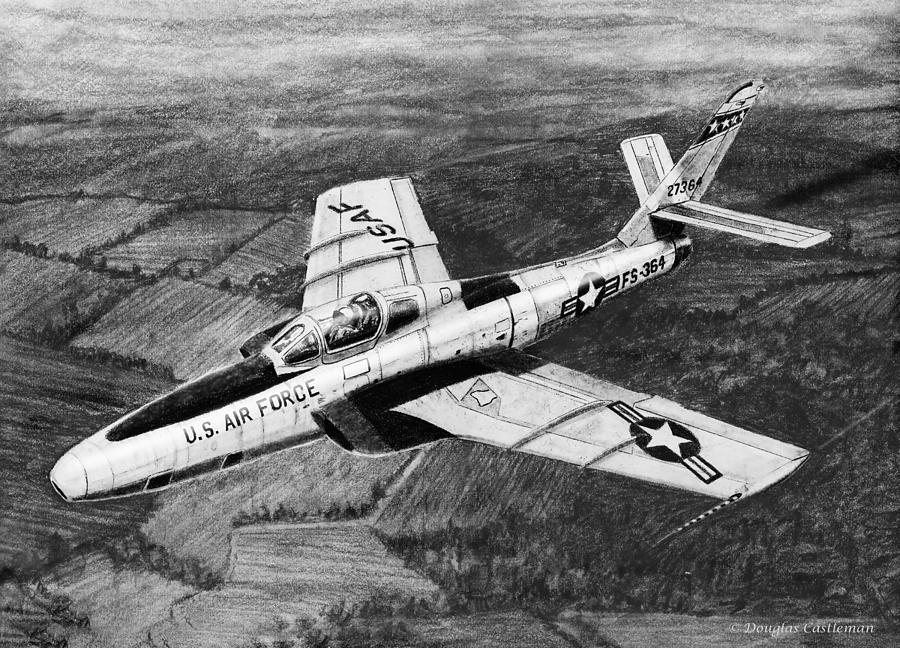 Republic RF-84F Thunderflash Drawing by Douglas Castleman