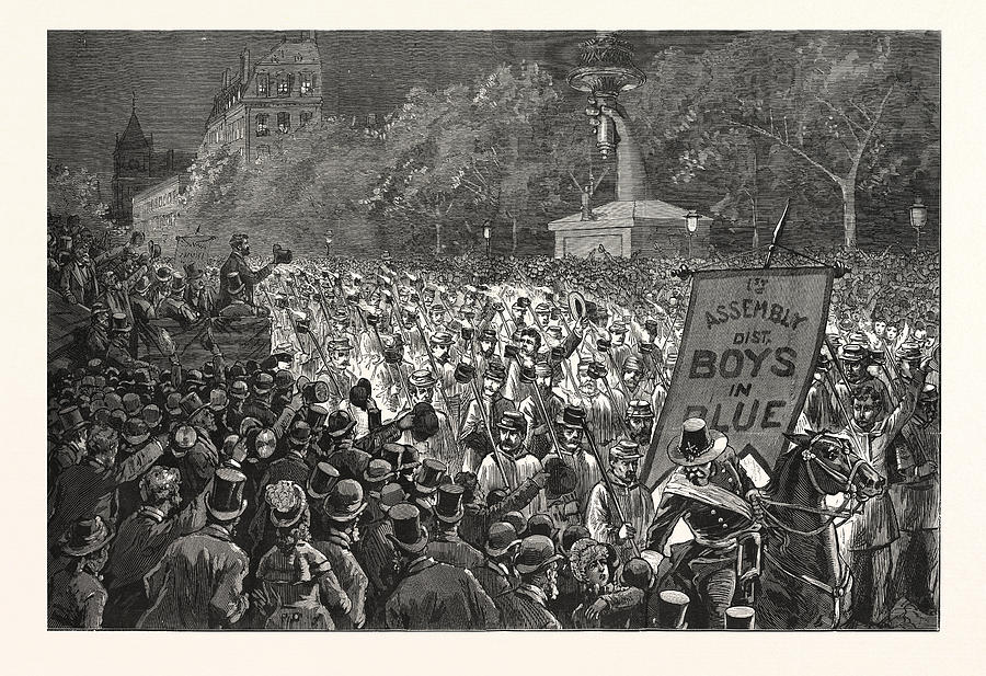 Republican Enthusiasm In New York, The Grand Procession Drawing by