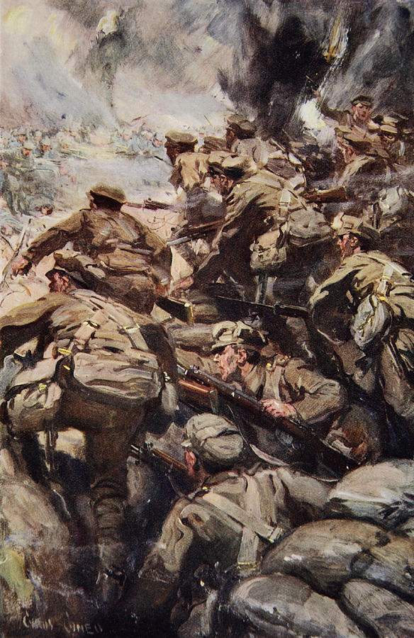 Repulsing A Frontal Attack With Rifle Drawing by Cyrus Cuneo - Fine Art ...