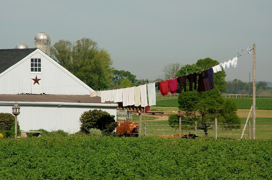 Laundry Photograph - Red Star Washline by Paul Yoder
