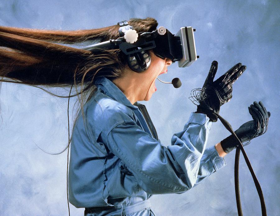 View Photograph - Researcher Wearing Virtual Reality Headset by Nasa/science Photo Library