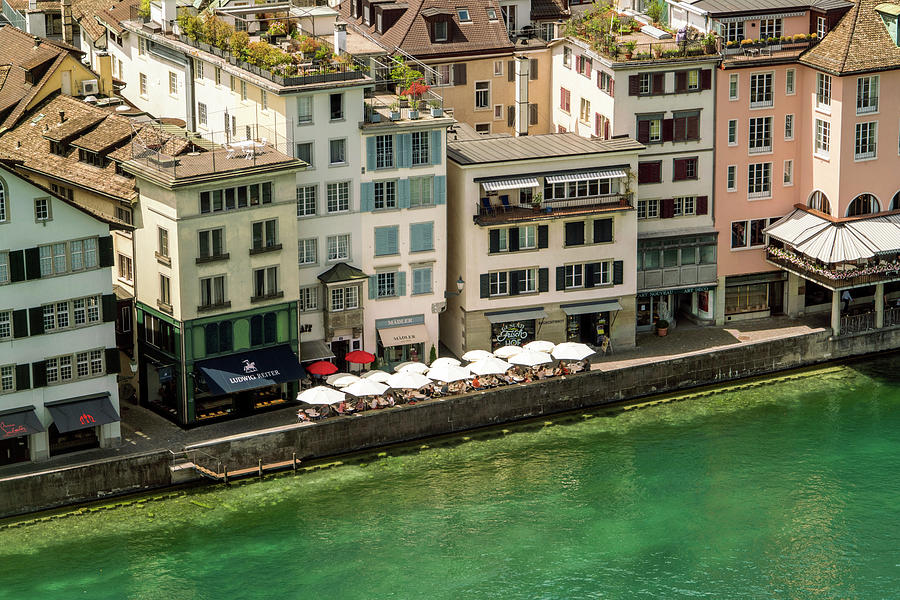 Summer Photograph - Residential†houses And River, Zurich by Tamboly Photodesign