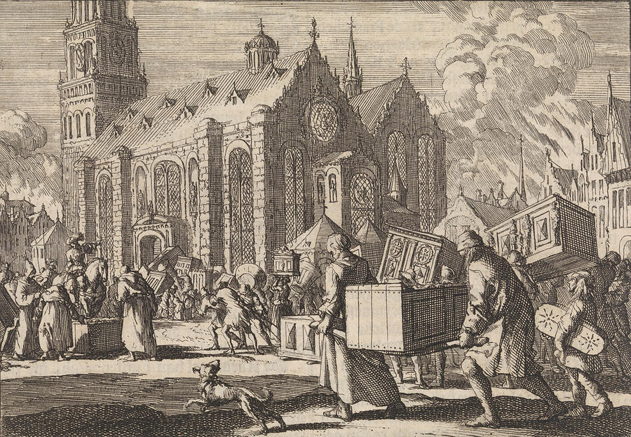 Furniture Drawing - Residents Of Spiers Bringing In Good Faith Their Furniture by Jan Luyken And Pieter Van Der Aa I