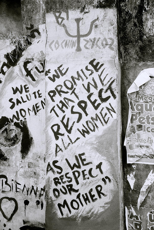 Black And White Photograph - Respect Women Graffiti by Shaun Higson