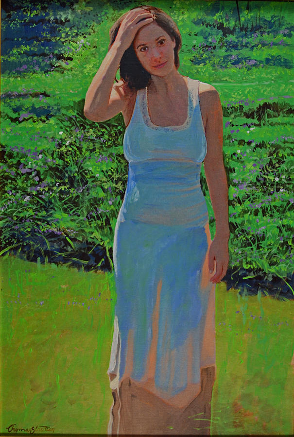 Female Painting - Respite From Heat by Thomas Stratton Female Painting - Respite From Heat by Thomas Stratton