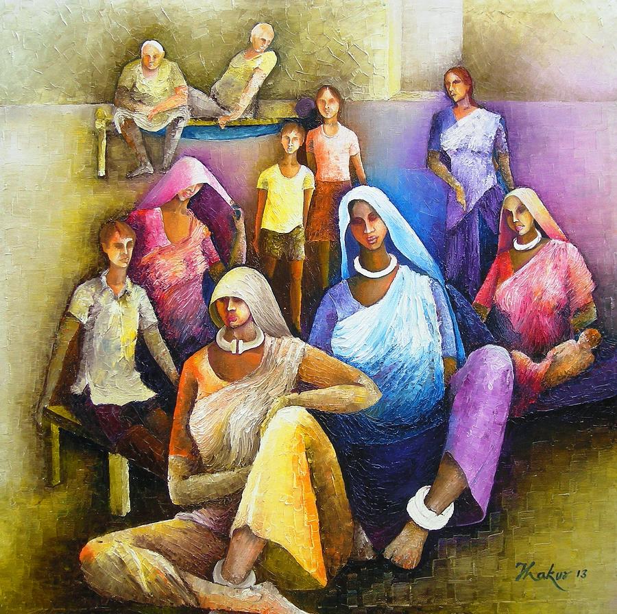 Figurative Painting - Responsibility by Dinesh Thakur
