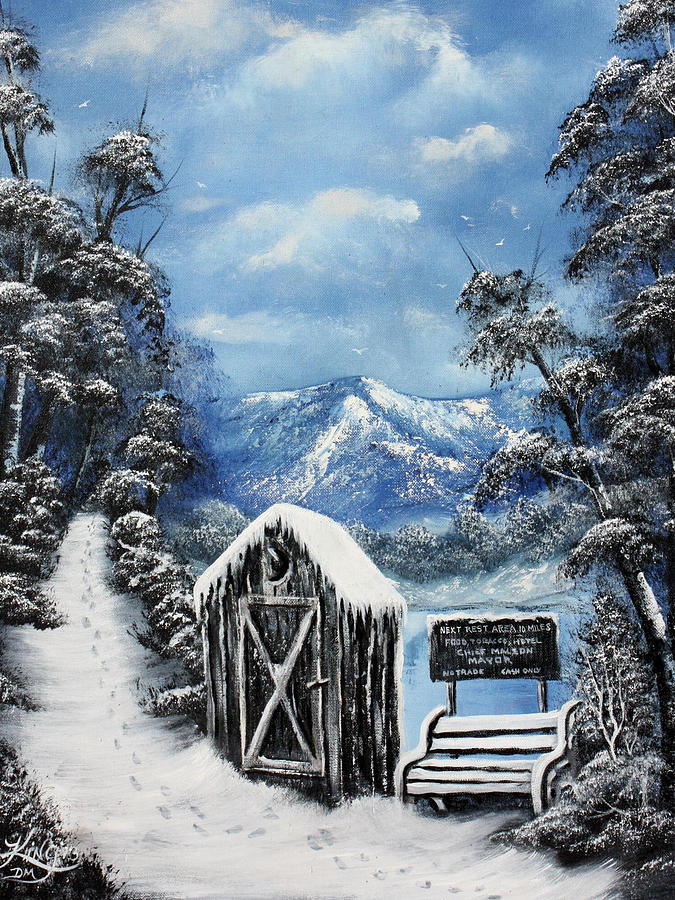Outhouse Painting - Rest Stop by Russell King Outhouse Painting - Rest Stop by Russell King