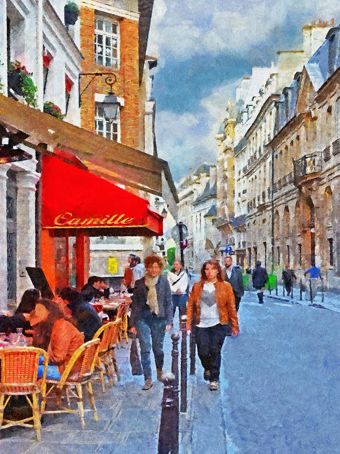 Restaurant Camille in the Marais District of Paris Digital Art by Digital Photographic Arts