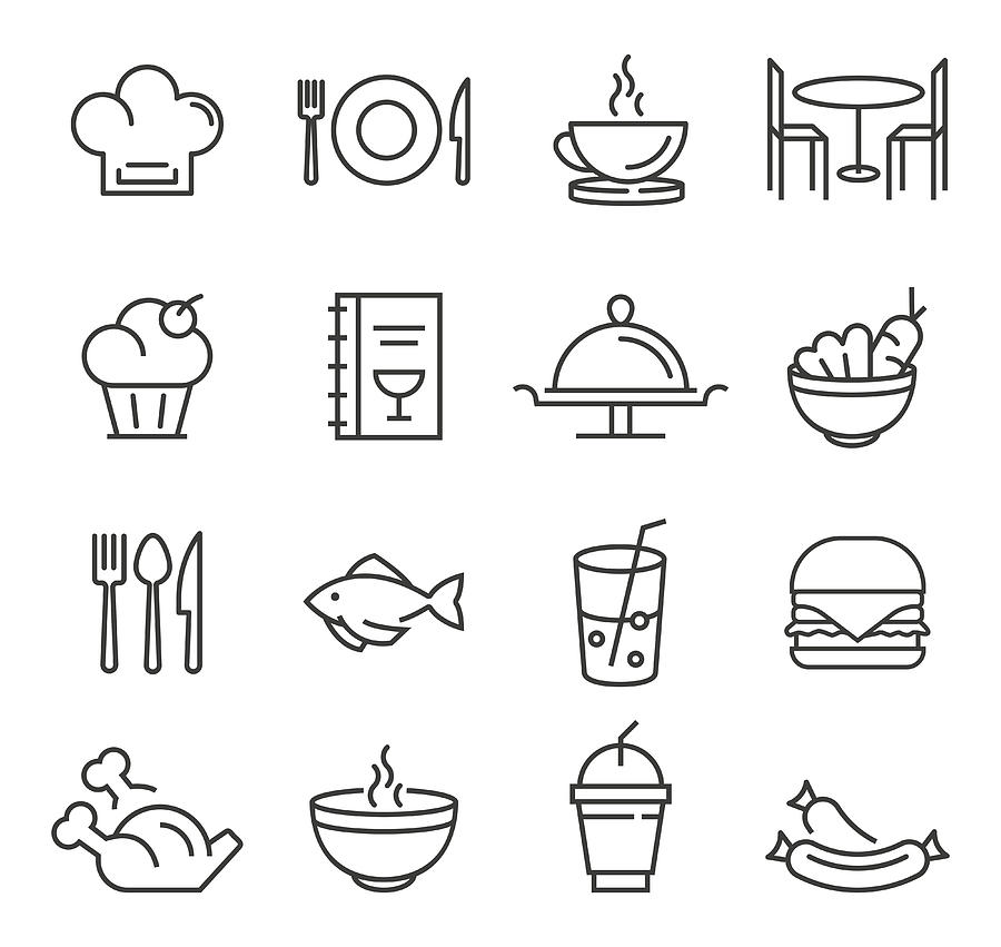Restaurant Icons Drawing by Enis Aksoy